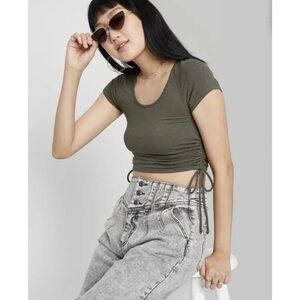Wild Fable Olive Ribbed Crop Top